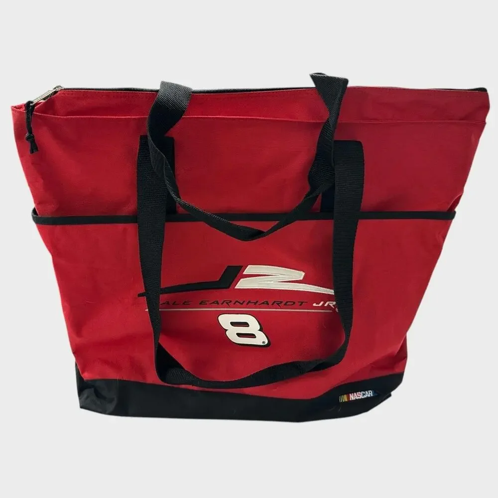 NASCAR #8 Dale Earnhardt Jr Large Red Zippered Canvas Tote With Handles